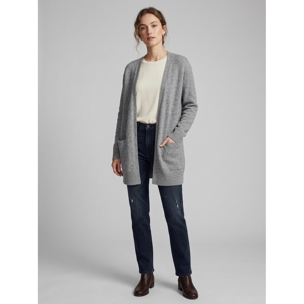 Madewell Kent Cardigan Sweater Heather Grey Merino Alpaca Blend Small G6741